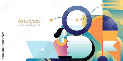 Abstract Business Data Analytics and SEO Market Research with Growth Chart Statistics Background