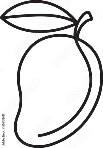 Continuous one single minimal line drawing mango, Continuous one line drawing of mango fruit with leaf. Mango fruit hand drawn single line art vector illustration. one line Icon drawing