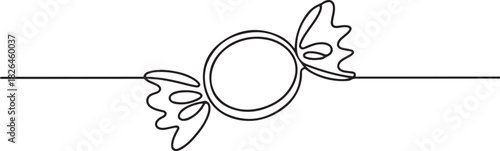 Candy in one continuous line drawing, . Contour icon. Doodle vector illustration. One continuous line illustration of a candy. one line Icon drawing