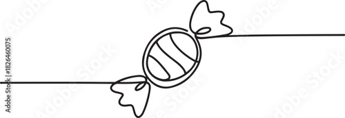Candy in one continuous line drawing, . Contour icon. Doodle vector illustration. One continuous line illustration of a candy. one line Icon drawing