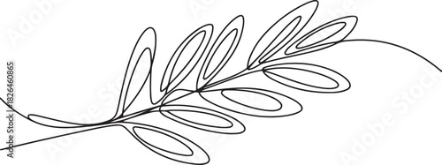 Olive branch. Modern single line art drawing. Continuous line drawing. Outline draw design. one line Icon drawing