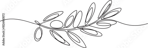 Olive branch. Modern single line art drawing. Continuous line drawing. Outline draw design. one line Icon drawing