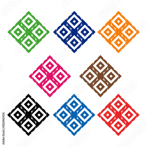 Colorful Diamond Grid with Concentric Square Motifs.ai