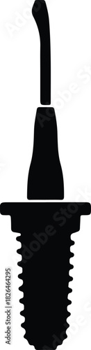 Illustration dental implant abutment placement teeth treatment silhouette vector