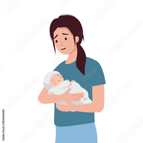 Single mother experiences postpartum depression and suffers from lack of energy to raise son