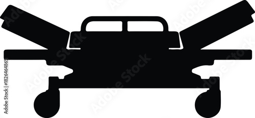 Illustration emergency medical stretcher health patient rescue silhouette vector