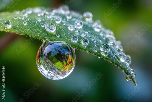 Wallpaper Mural Droplets of water cluster on a green leaf showcasing nature's beauty after rainfall Torontodigital.ca