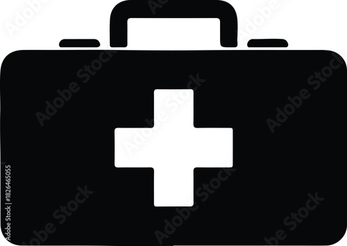 Illustration first aid kit medical box silhouette vector
