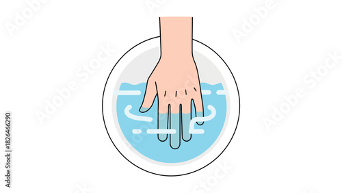 A hand submerged in a bowl of blue liquid