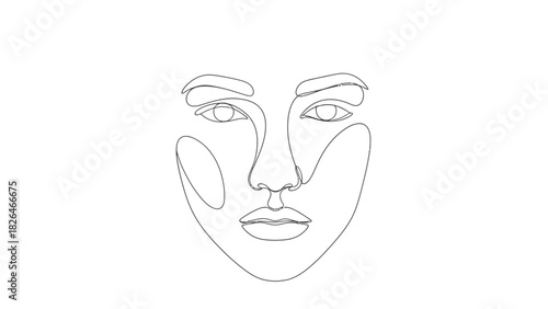 A minimalist line drawing of a human face on a white background