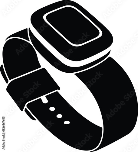 Illustration of smartwatch wrist device simple black silhouette vector