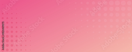 Pink orange polka dots gradient halftone background. Pop art cartoon dot texture with comic graphic design, Horizontal abstract pattern wall for cover digital technology.