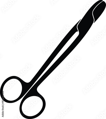 Illustration surgical clamp medical instrument silhouette vector