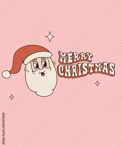 Merry Christmas Illustration and Santa at Groove Style