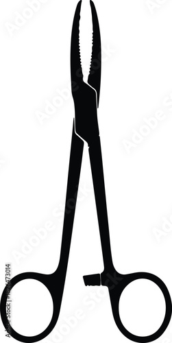 Illustration surgical instrument forceps isolated medical equipment tool silhouette vector
