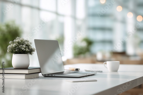 柔らかな光が差し込むナチュラルワークスペース — 働く女性・ライフスタイルブログ向けデスクシーン素材