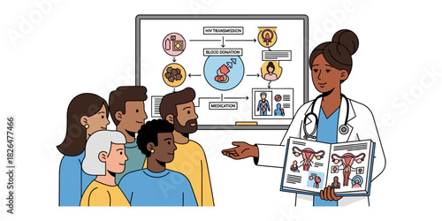 Doctor Providing Comprehensive Education on HIV Transmission and Prevention to Diverse Group
