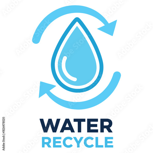 Water recycle vector icon design emphasizing sustainability and environmental conservation efforts
