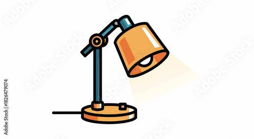 A desk lamp illuminating a workspace with a focused beam of light on a simple background