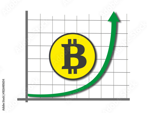 BTC-Chart, parabolischer Anstieg, Vektorzeichnung
