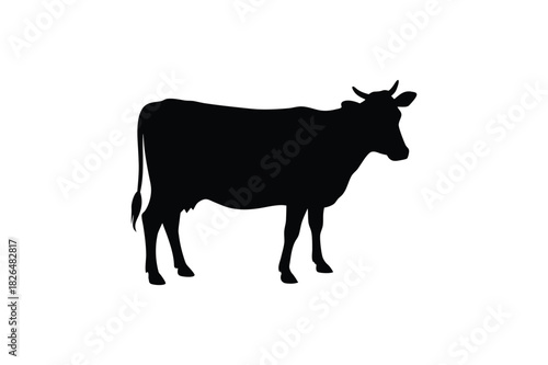 Standing cow silhouette farm livestock graphic design vector