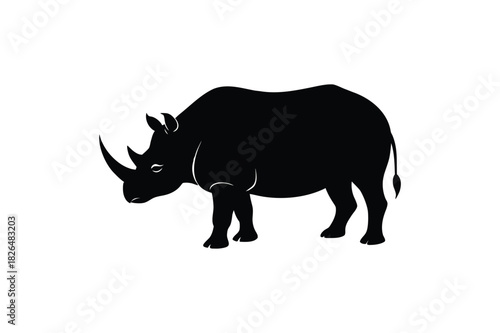 Strong rhinoceros wildlife silhouette bold animal graphic design vector