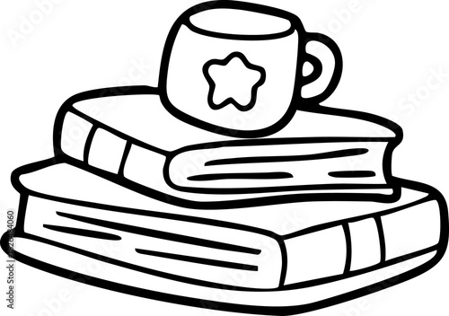 Line drawing, falling leaves, autumn, cute elements, cute illustrations