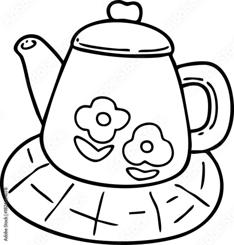 Line drawing, falling leaves, autumn, cute elements, cute illustrations