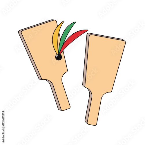 新年の羽子板とはねを描いたイラスト