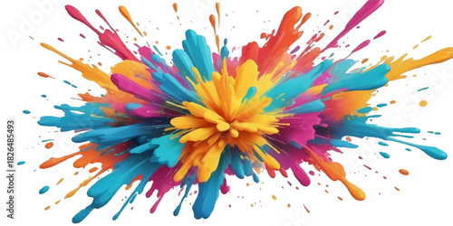 Bright colorful paint and ink splash floral vector design illustration pattern for a spring or summer card decoration banner