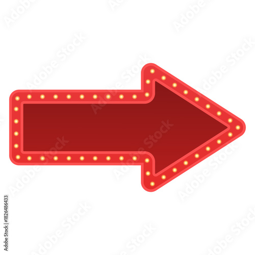 retro red arrow sign with marquee light 