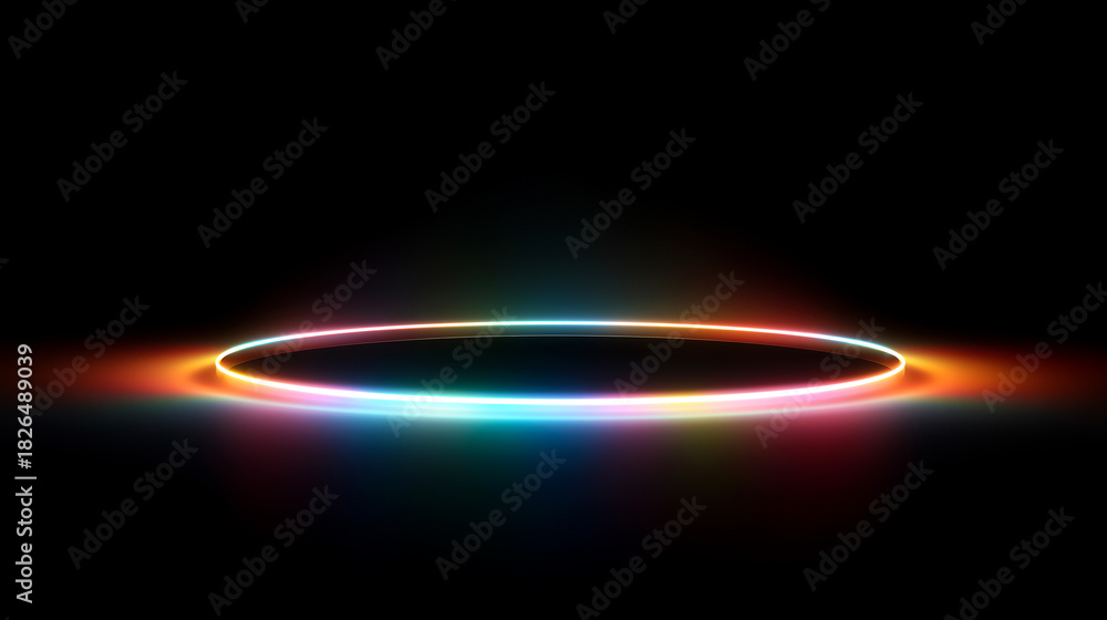 Fototapeta premium ネオンの円が浮かぶ未来感あふれる光の背景