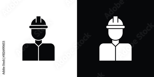 Construction worker icon, logo, app, template. EPS10