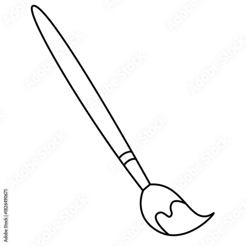 Cute cartoon hand drawn vector paint brush outline.