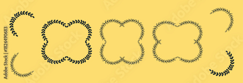 Coquette frames with cloth ruffles set. Whimsical wedding decor lace borders heart, oval, diamond shapes. Hand drawn romantic victorian vector decorative elements, Vector illustration.