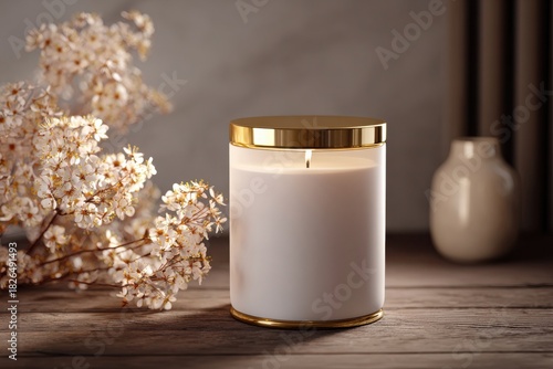 Luxury Matte White Ceramic Candle with Gold Lid