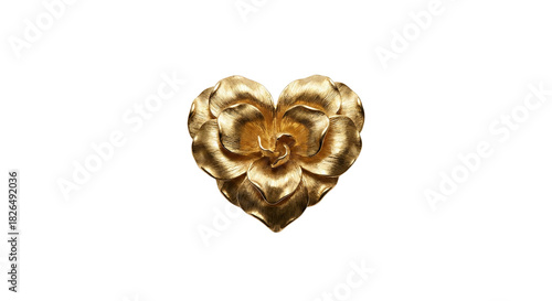 Tableau sur toile Golden Rose Flower Heart Shape Love Symbol