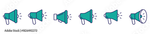 Business promotion megaphone icons. Loudspeaker vector elements for advertising, media broadcast, marketing campaigns, and announcements.