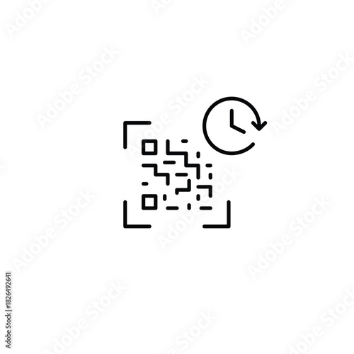 QR-code and clock. Timed billing, scheduled payments, link access deadlines. Pixel perfect, editable stroke vector icon