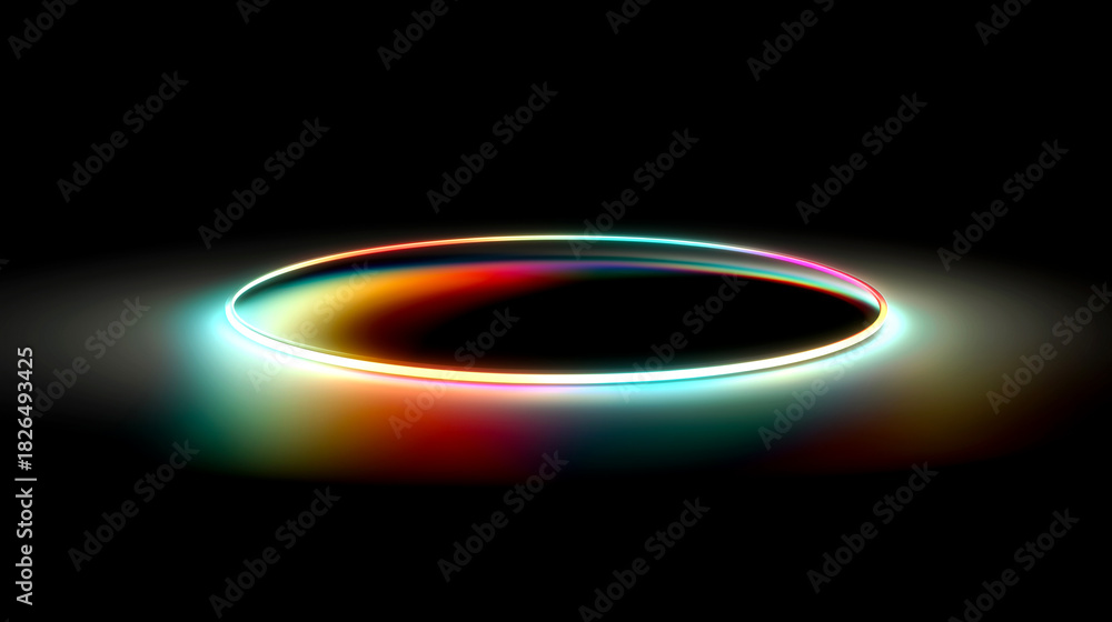 Fototapeta premium ネオンの円が浮かぶ未来感あふれる光の背景