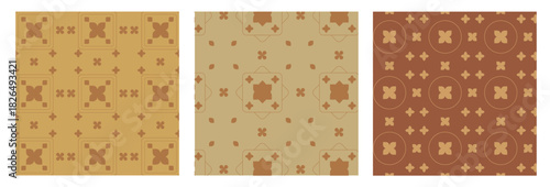 Elegant Seamless Pattern with Floral Motif and Geometric Shapes Compilation