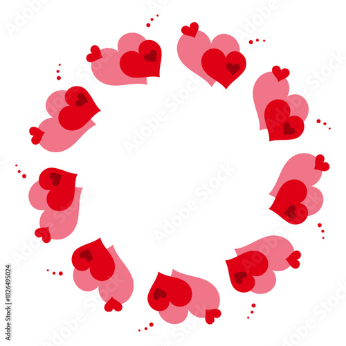 romantic circle frame made of layered hearts soft Valentine’s Day mood. Perfect for February 14 designs, happy celebration themes, romance, love and decorative relationship artwork