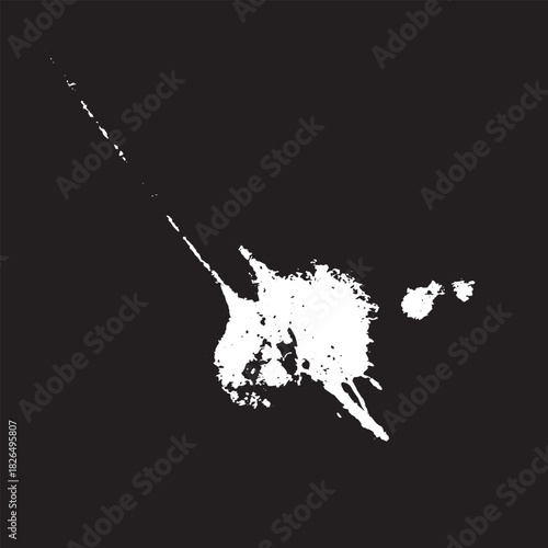 Grunge birds droppings black and white. Flat blots style vector illustration. Map. Abstract paint drop.