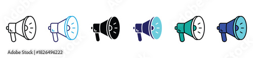 Loudspeaker and megaphone vector icons for marketing, media announcement, promotion, branding, and advertising strategy concepts.