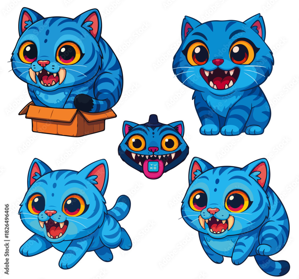 Fototapeta premium Derpy Tiger, Tigre Azul , Musica, vector