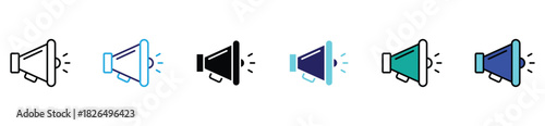 Marketing megaphone icon set. Loudspeaker vector symbols for business promotion, advertising campaigns, and digital communication design.