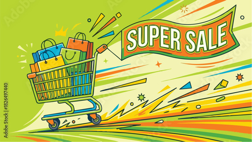Dynamic Super Sale Shopping Cart Banner