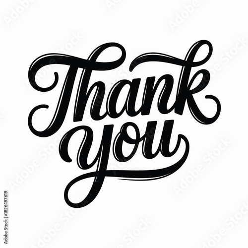 Thank you" handwritten brush script lettering