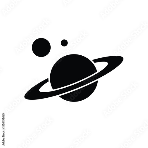 Abstract ringed planet and two moon icons