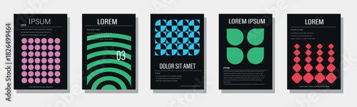Modern abstract poster collection, vector minimalist posters with geometric shapes. The versatile backgrounds for posters,labels, and template with text.